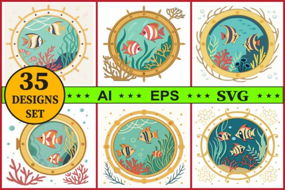 Download Underwater Scene Fish Vector Clipart Set - Premium Bundle
