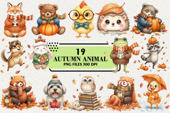 Download Kawaii Autumn Animal Clipart - Autumn Collection