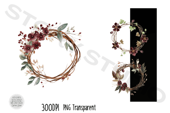 Download Rustic Burgundy Floral Wreath Frames - Frame Collection