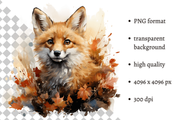 Download Cute Watercolor Autumn Fox PNG Clipart - Autumn Collection
