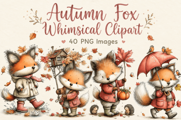 Download Autumn Fox Whimsical Clipart - Autumn Collection