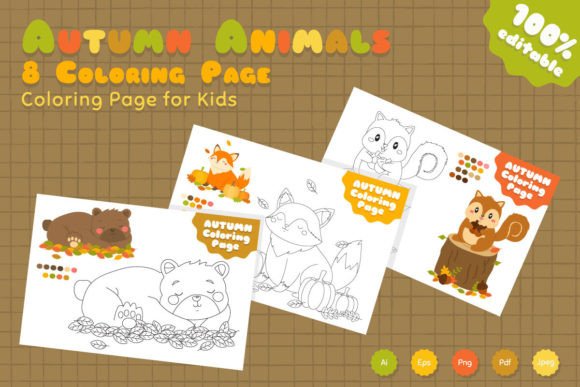 Download Cute Autumn Animal Coloring Pages Vector - Autumn Collection