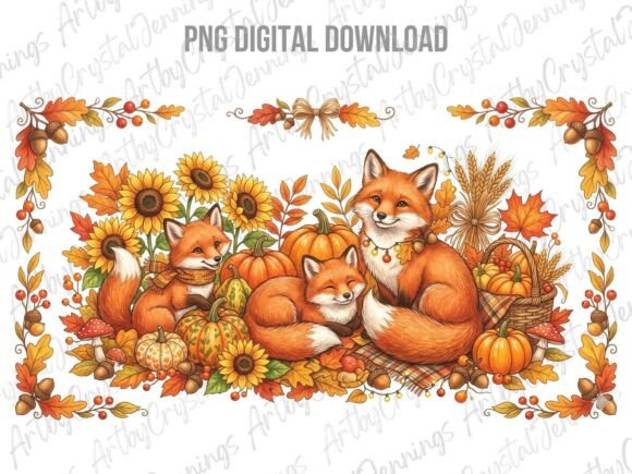 Download Autumn Fox Pumpkin Sunflower Clipart PNG - Autumn Collection