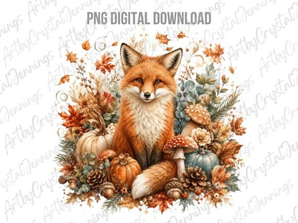 Download Watercolor Autumn Fox Clipart PNG - Autumn Collection