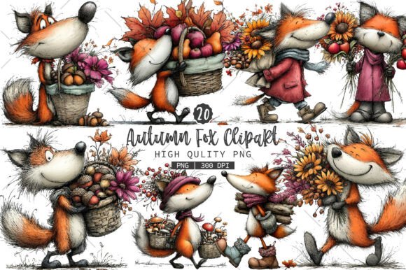 Download Whimsical Autumn Fox PNG Clipart - Autumn Collection