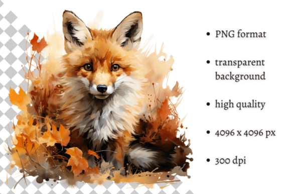 Download Cute Watercolor Autumn Fox PNG Clipart - Autumn Collection