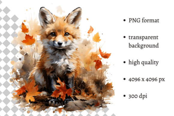 Download Cute Watercolor Autumn Fox PNG Clipart - Autumn Collection