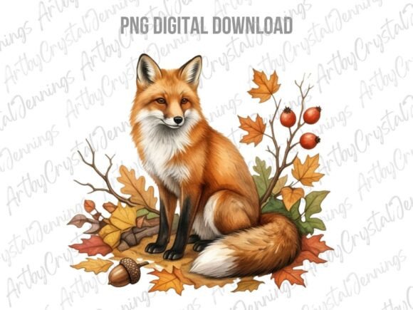Download Autumn Fox Watercolor Clipart PNG - Autumn Collection