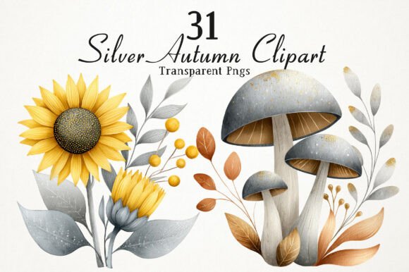Download Silver Vintage Aesthetic Autumn Clipart - Autumn Collection