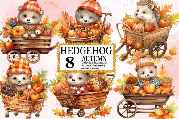Download Autumn Hedgehog Sublimation Clipart - Autumn Collection
